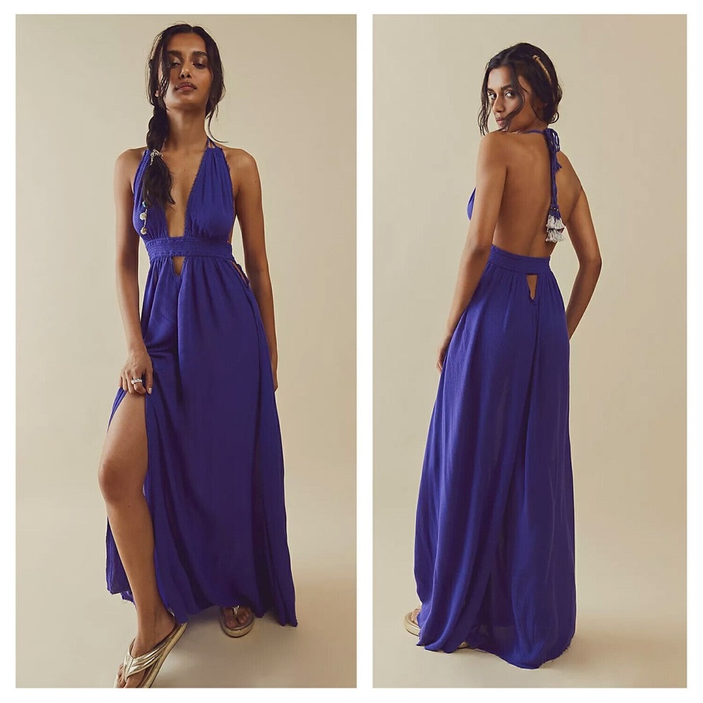 Free People Look Into The Sun Backless Dress Purple